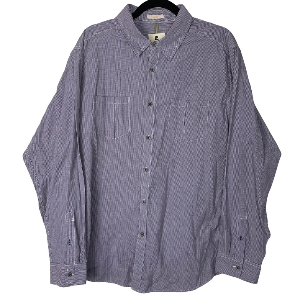 Life Khaki Slim Recycled Eco-friendly XL Button-Down Dress Shirt Red/Blue LK